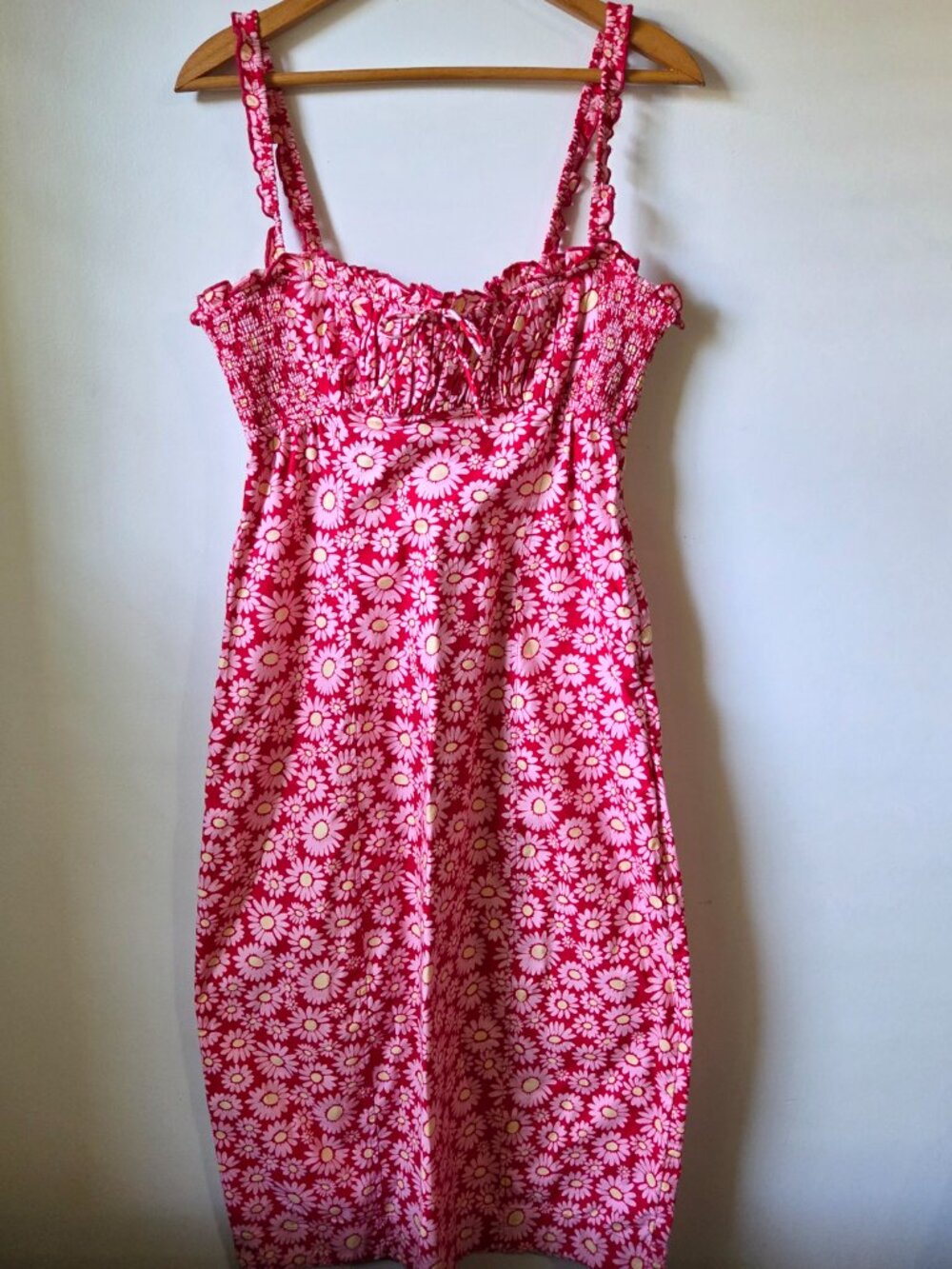 NWT FREE PEOPLE FLORAL MIDI SKIRT LACED BACK MILKMAID STYLE SIZE M